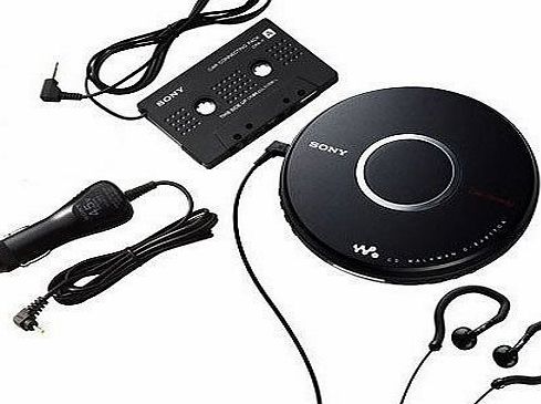 DE-J017CK CD Player Walkman [ Factory Refurbished ] with Car Accessories: DC Power Cable, Cassette Adapter, and Ear Clip Style Headphones - CD-R/RW Playback, Digital Volume Control, 8 Playback Mo